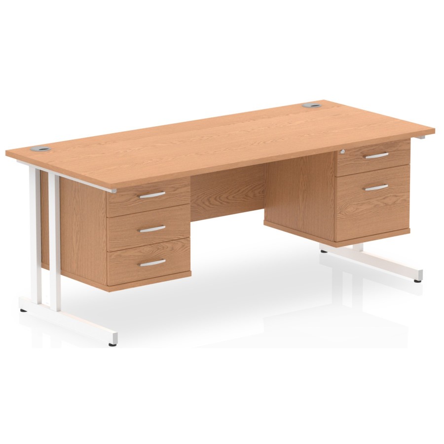 Rayleigh Cantilever Straight Desk with Double Fixed Pedestal